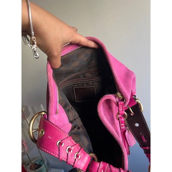 Vintage 2004 Coach Pink Suede Shoulder Bag - Picture 8 of 9